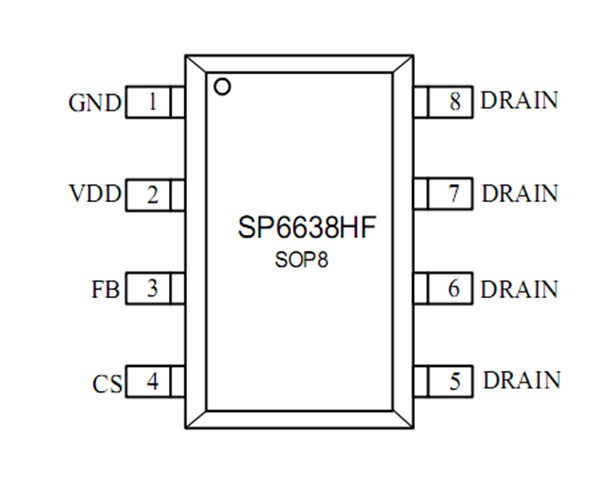 SP6638HF，恒功率，支持低壓直充的PWM芯片，18W，內(nèi)置MOS